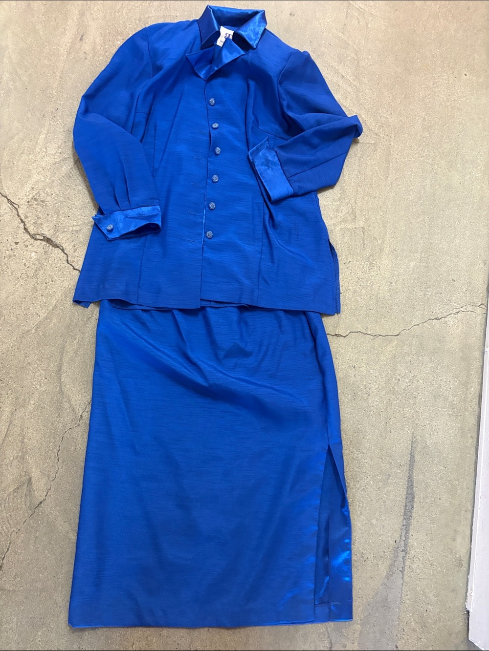 Elegant Two-Piece Skirt Set in Cobalt Blue